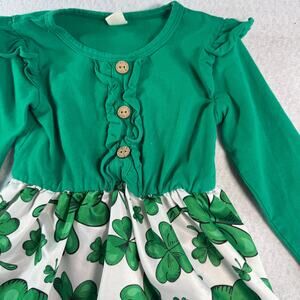 Shamrock Toddler St. Patrick's Day Dress Ruffle Long Sleeve 4-5T